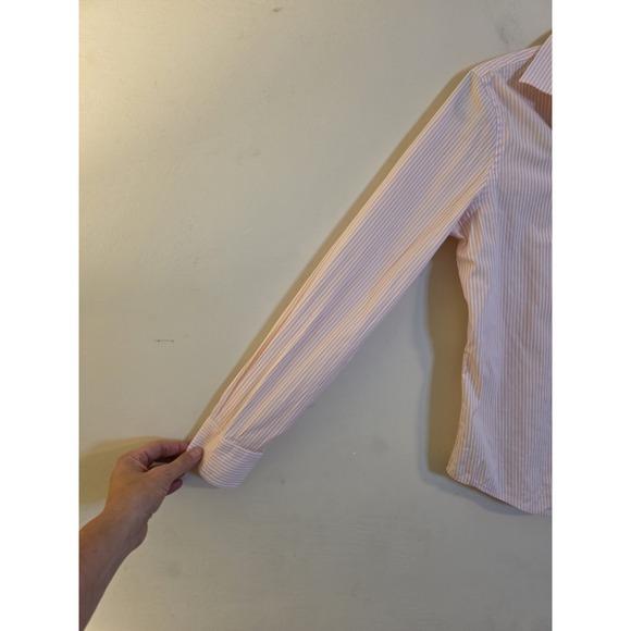 Lauren‎ Ralph Lauren Women's Medium Peach/Pink Striped Long Sleeve Button-Up Top - Picture 4 of 8